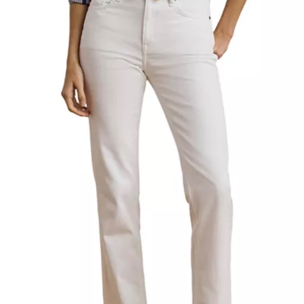 New Lauren Ralph Lauren High Rise Straight Ankle Jeans - White Wash